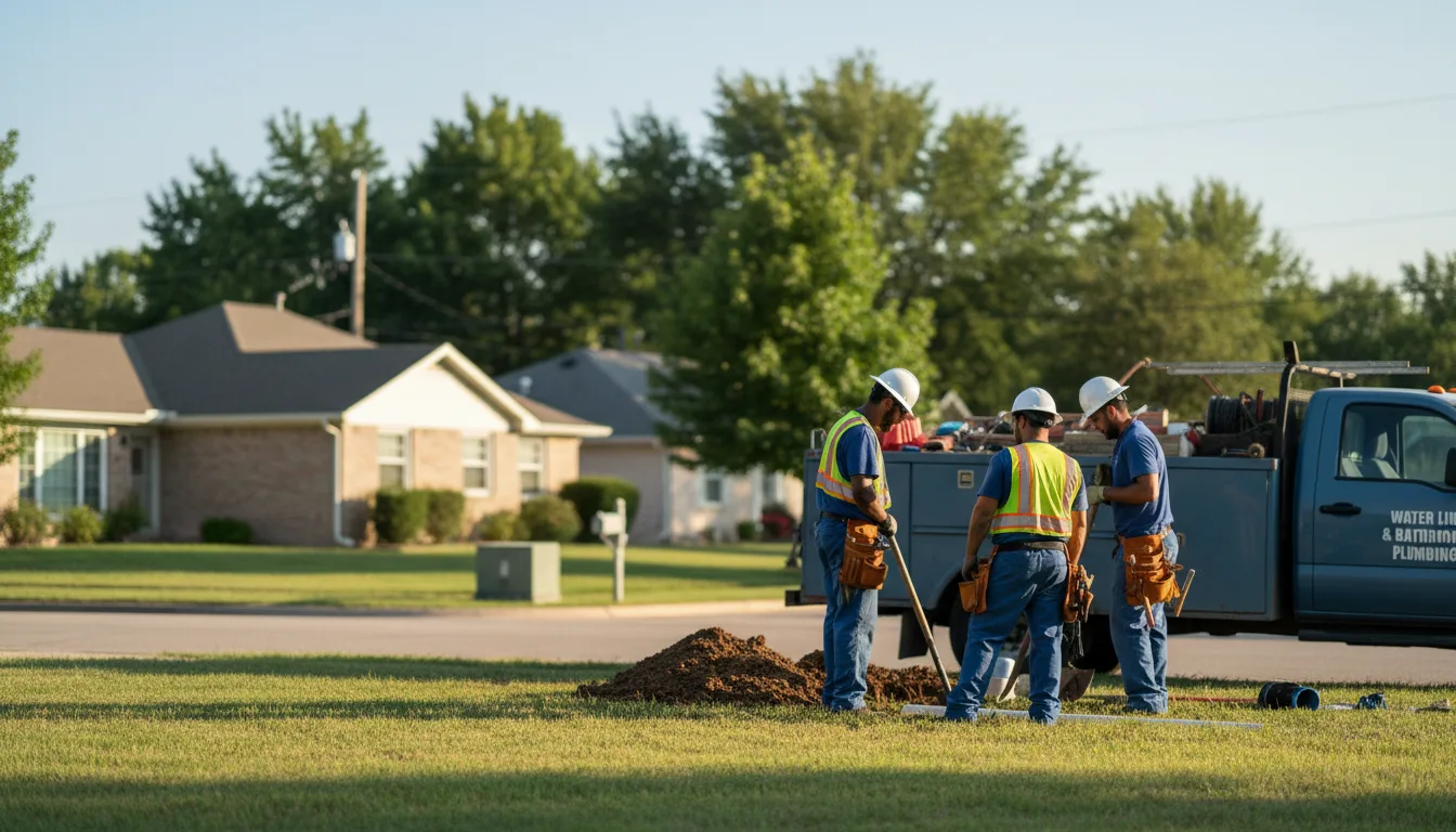 Residential water line and bathroom plumbing service in Mumford, TX